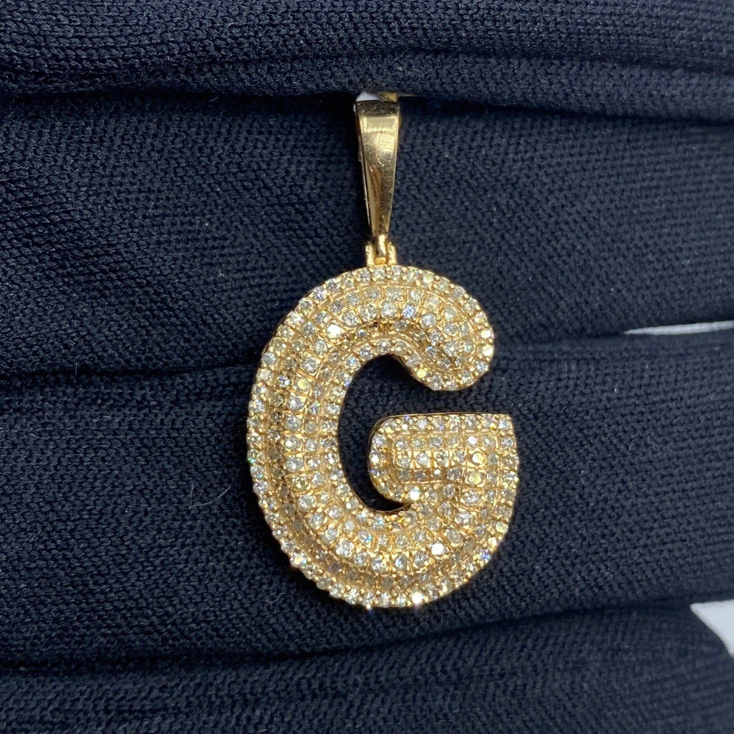 Bubble Initial Letter Diamond Pendant in 10K Full Collection