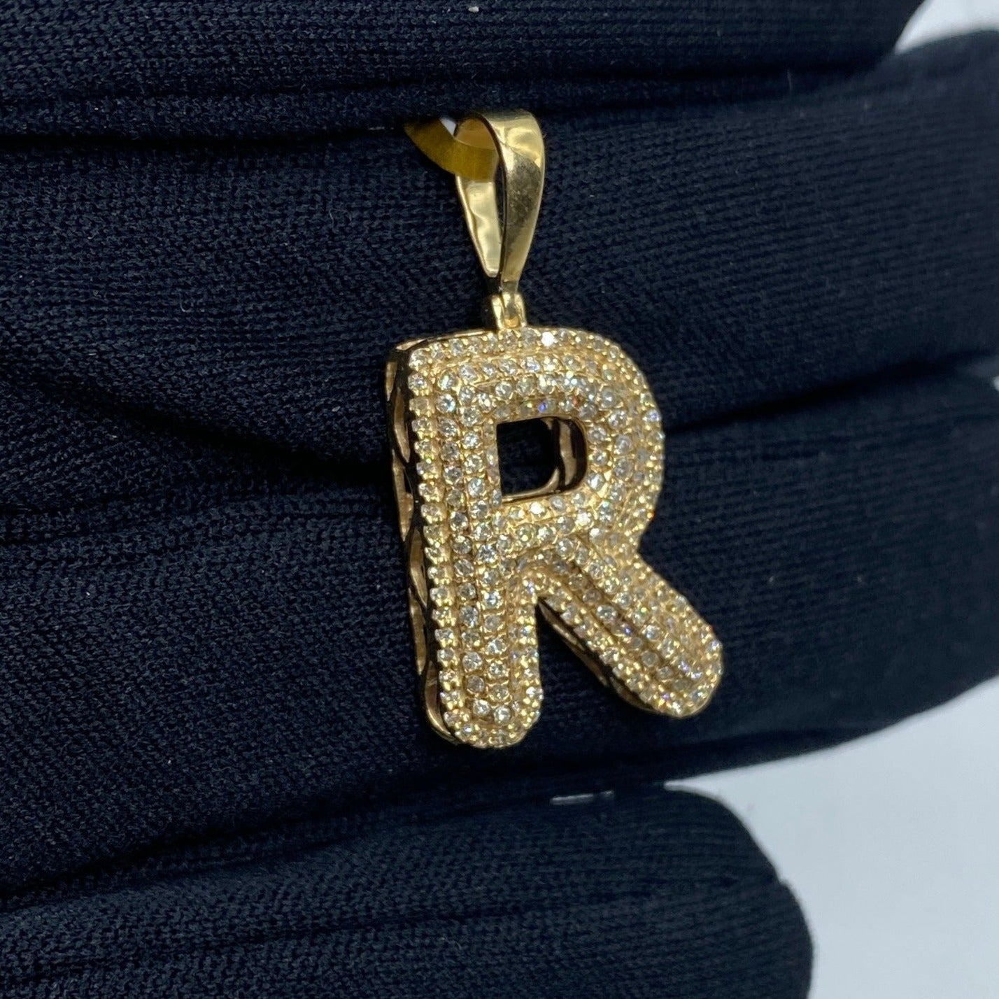 Bubble Initial Letter Diamond Pendant in 10K Full Collection