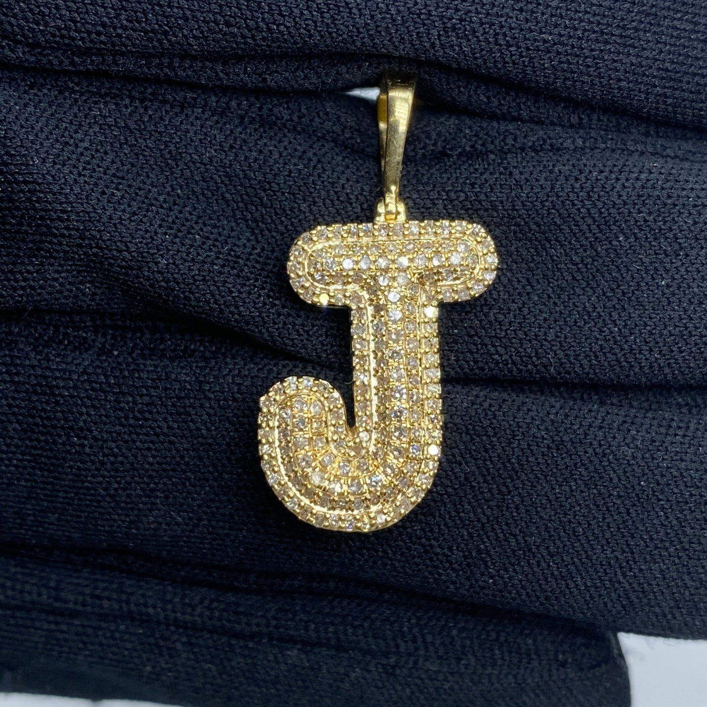 Bubble Initial Letter Diamond Pendant in 10K Full Collection