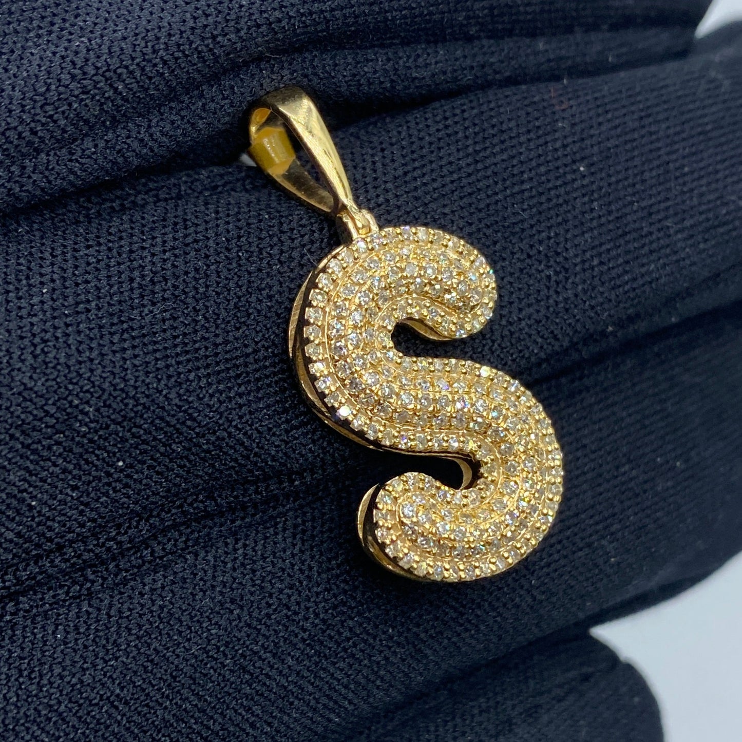 Bubble Initial Letter Diamond Pendant in 10K Full Collection