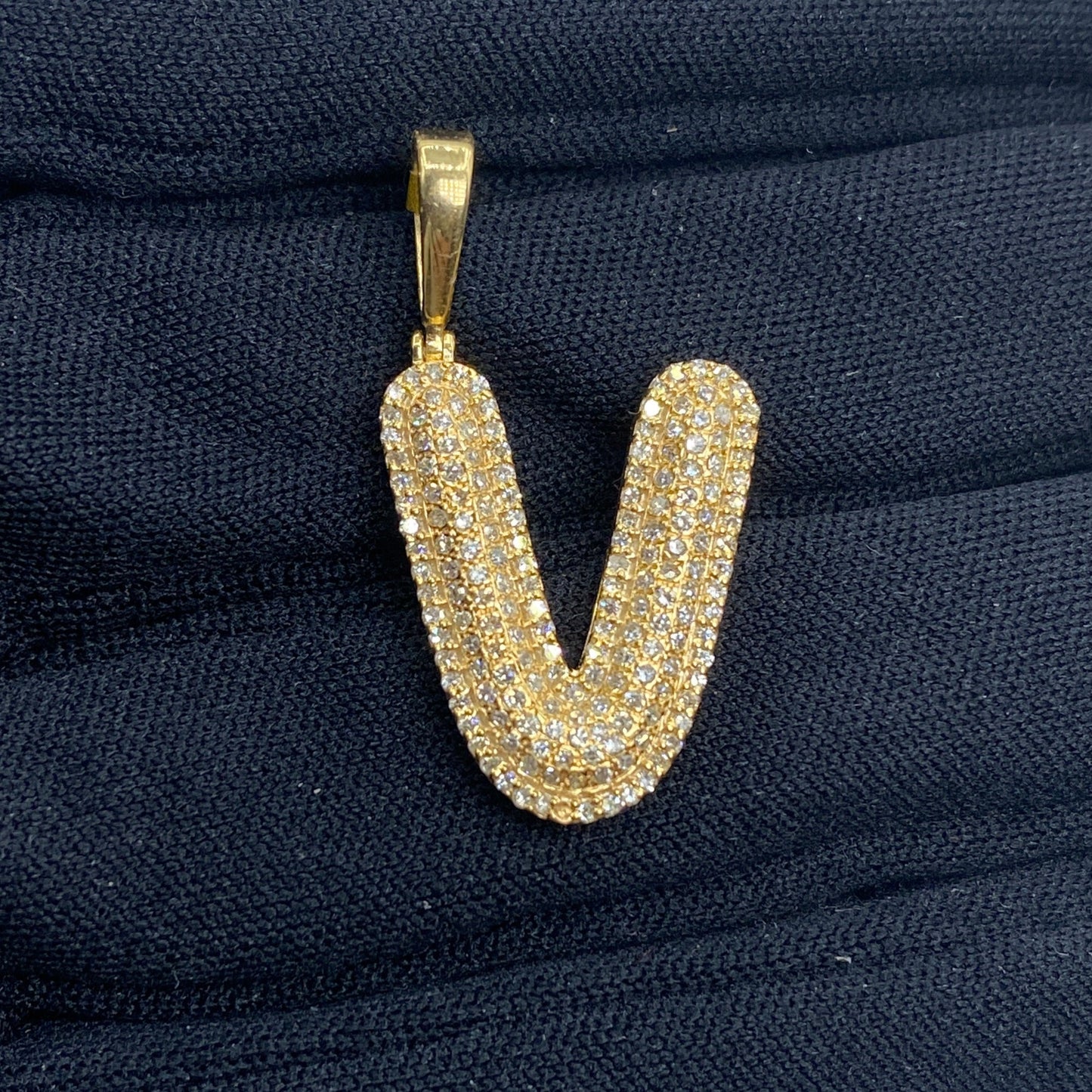 Bubble Initial Letter Diamond Pendant in 10K Full Collection