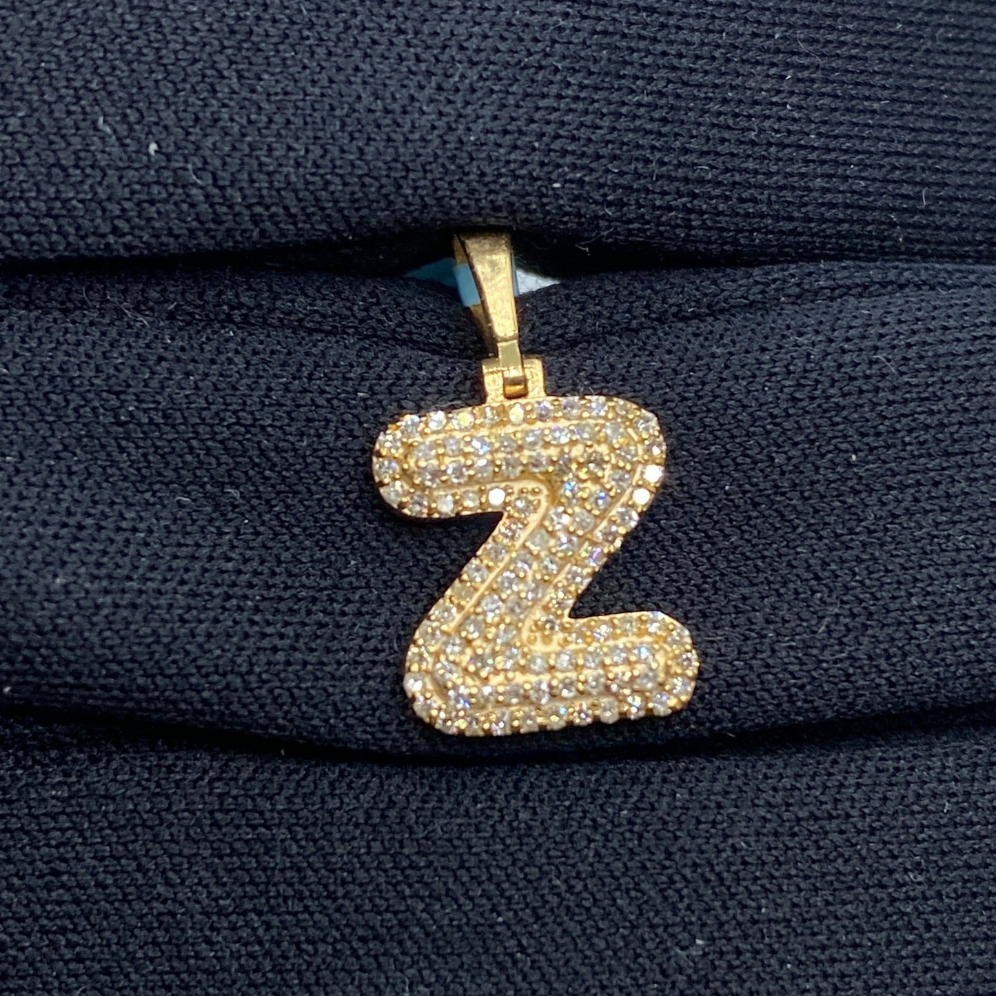 Bubble Initial Letter Diamond Pendant in 14K Full Collection