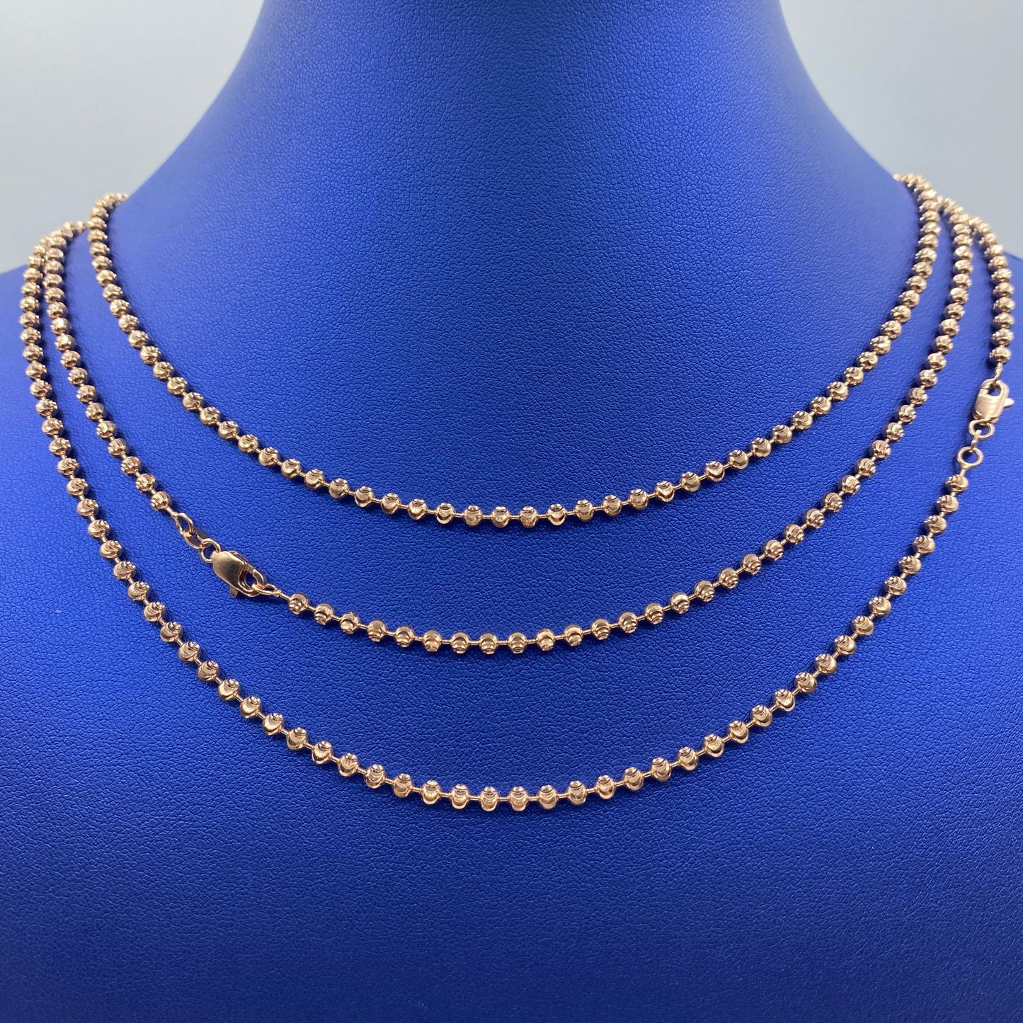 14K Rose Gold 3.2MM Moon Cut Chain 16-20"