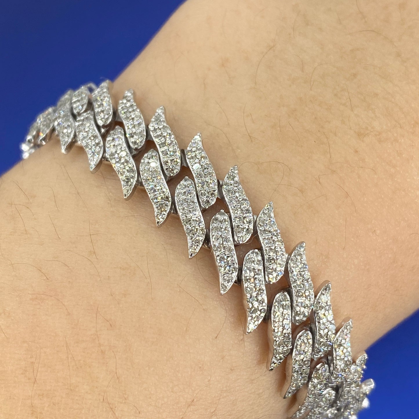 10K 10MM Thorn Razor Cuban Link Diamond Bracelet 8"