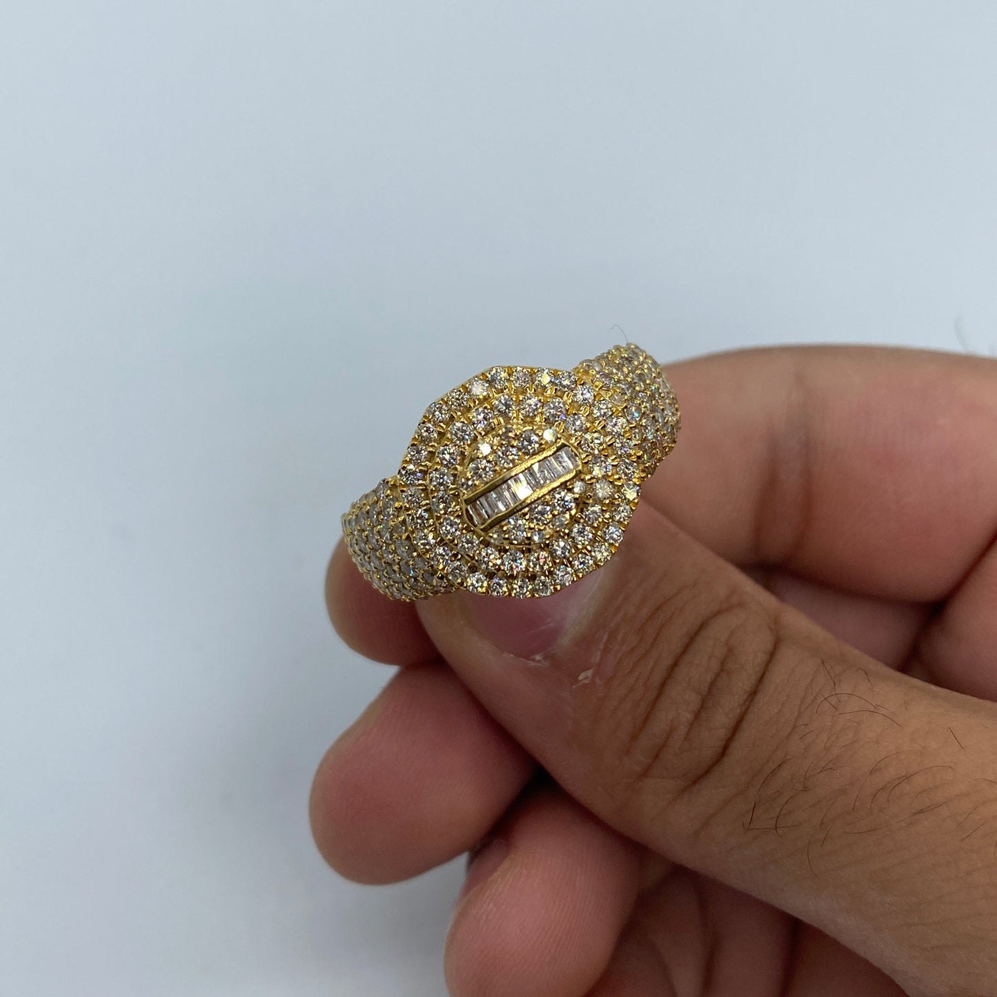 14K Polygon Diamond Baguette Ring