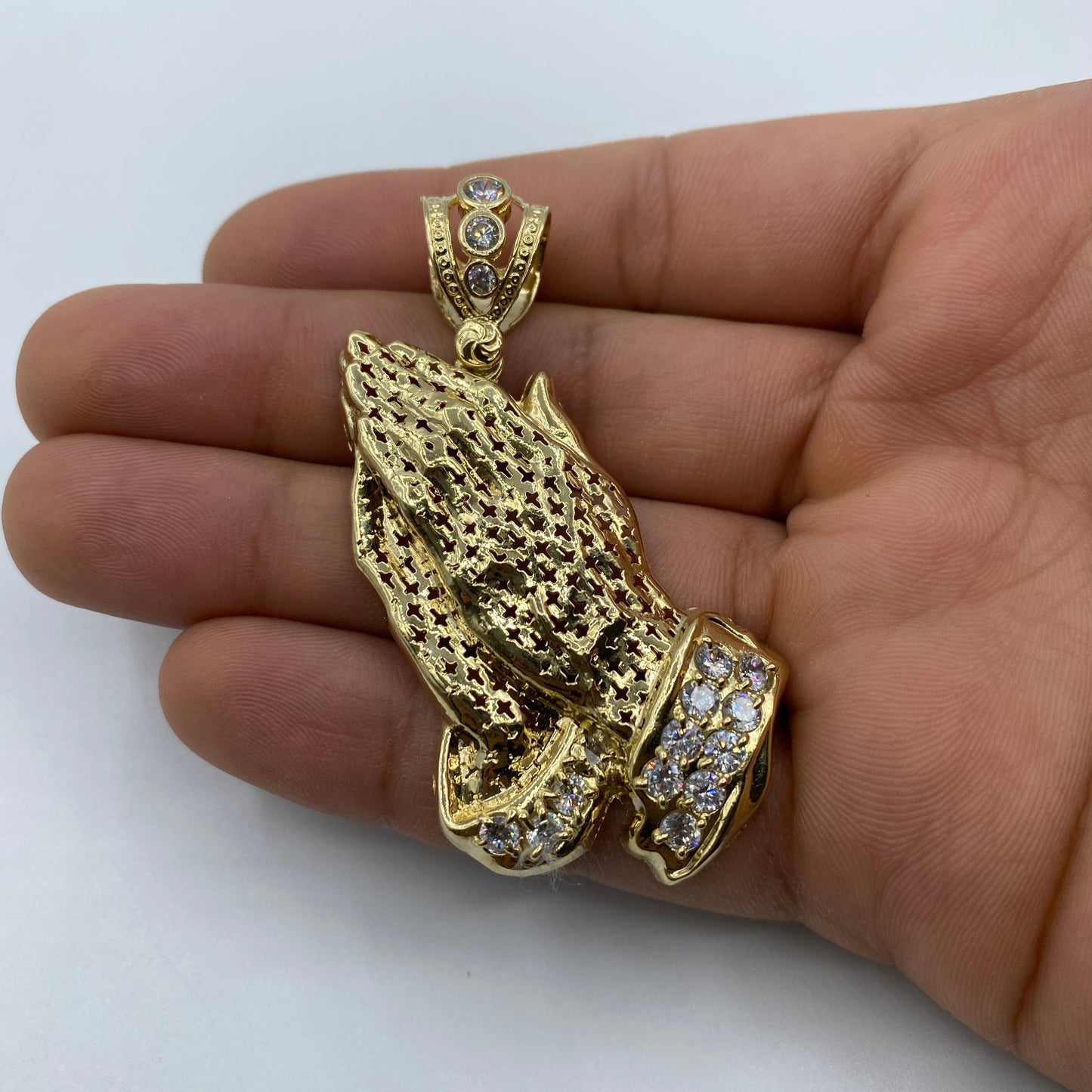 14K Praying Hands Pendant 2.5"