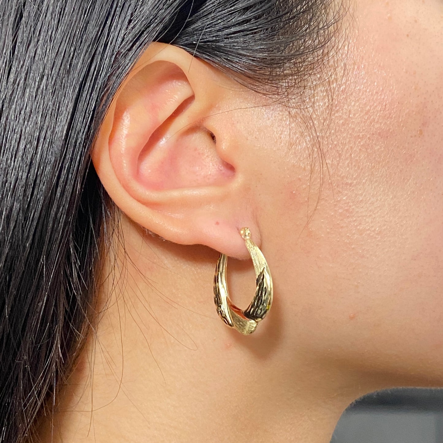 10K Braided Oval Hoop Earrings