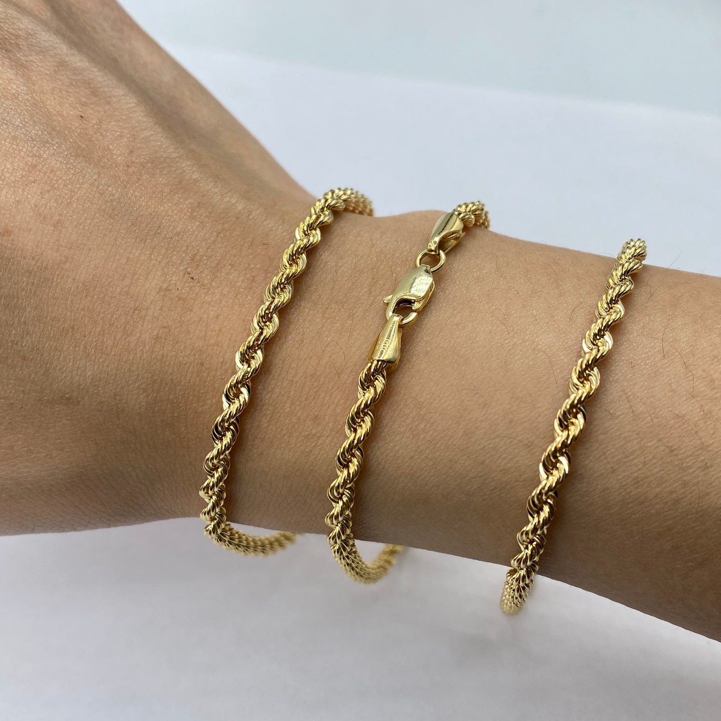 14K 3.5MM Rope Bracelet 8"