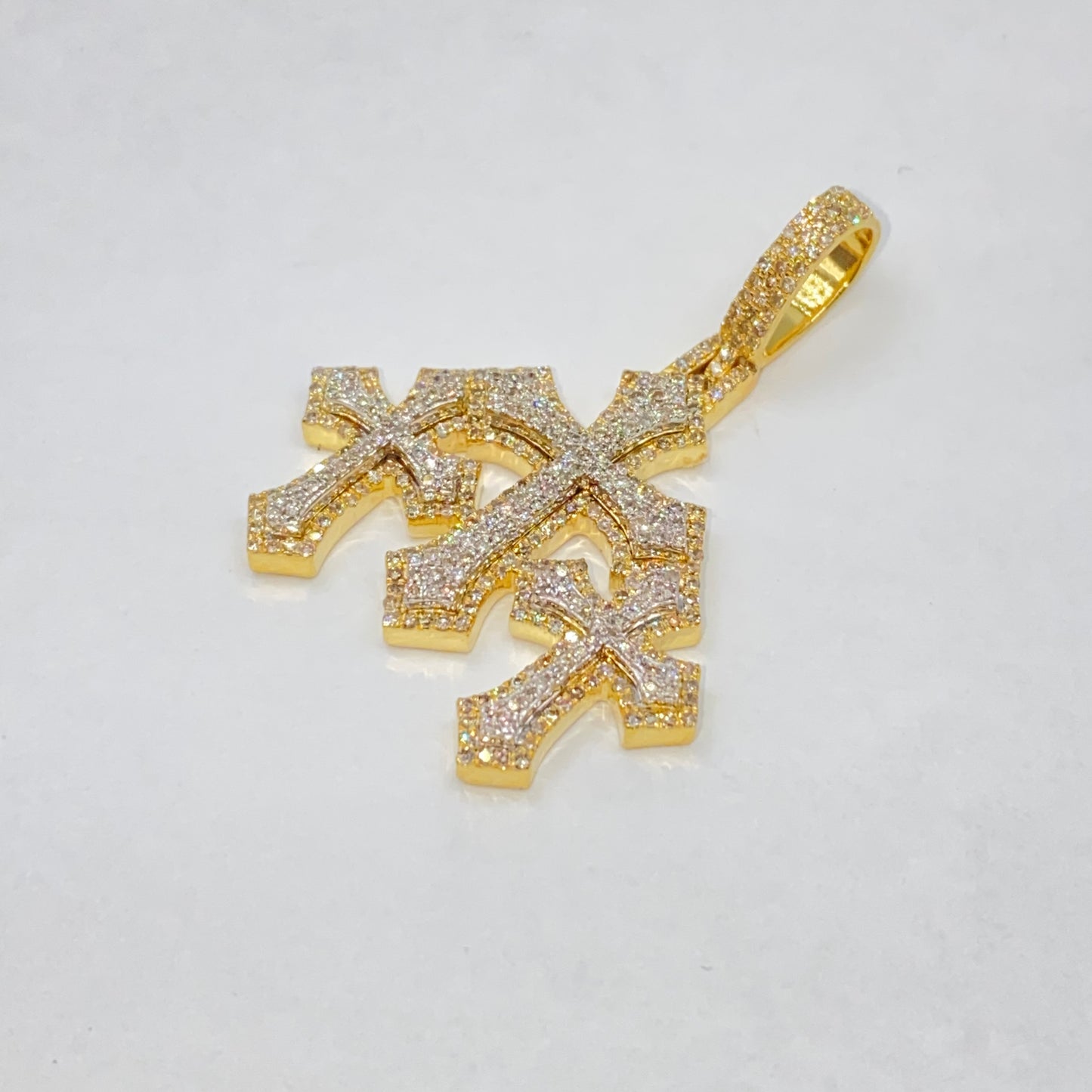 10K Trinity Cross Diamond Pendant