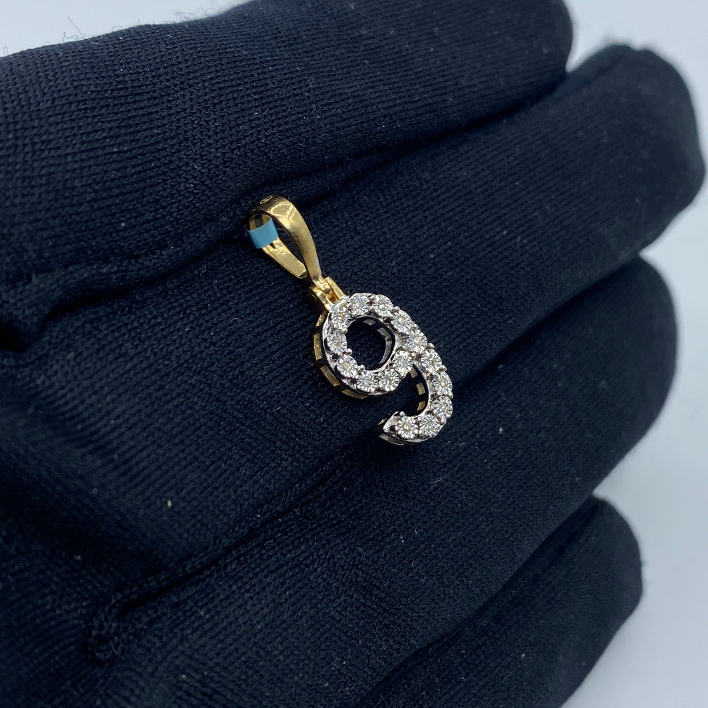 14k Number 9 Diamond Pendant