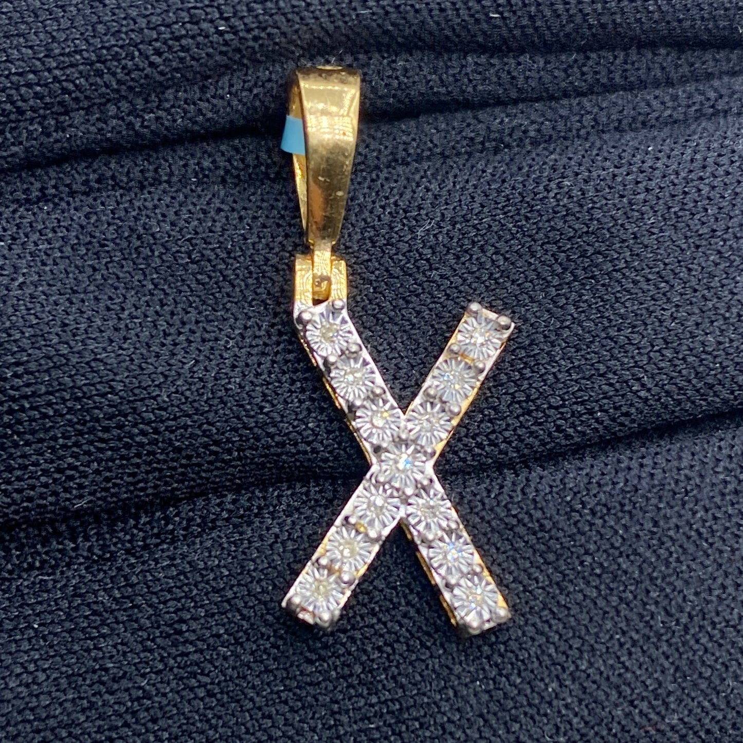 14k Single Stone Initial X Pendant