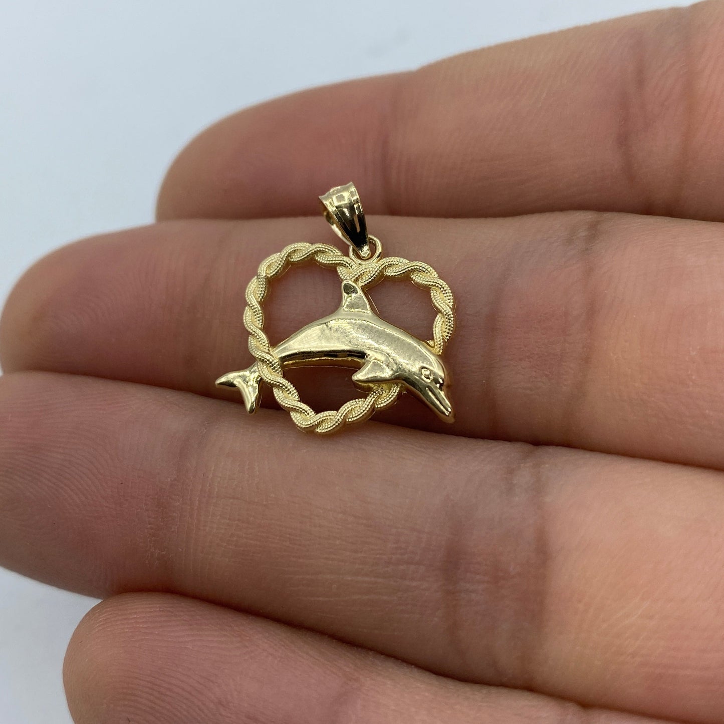 14K Love Dolphin Pendant