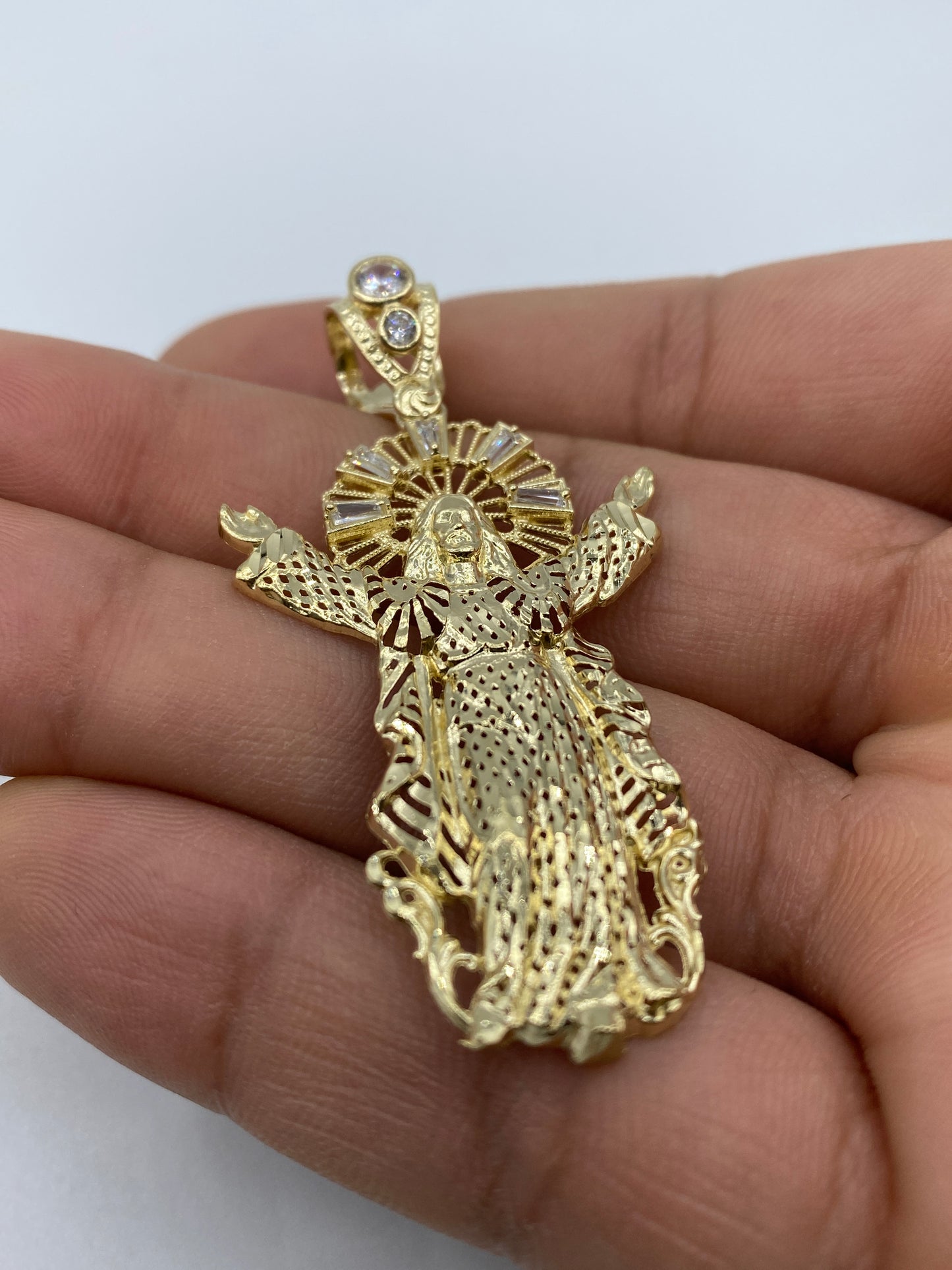 14K Jesus With Halo Pendant 2.25"