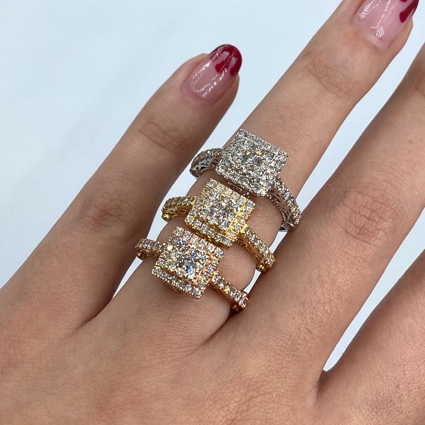 14K Square Diamond Engagement Ring