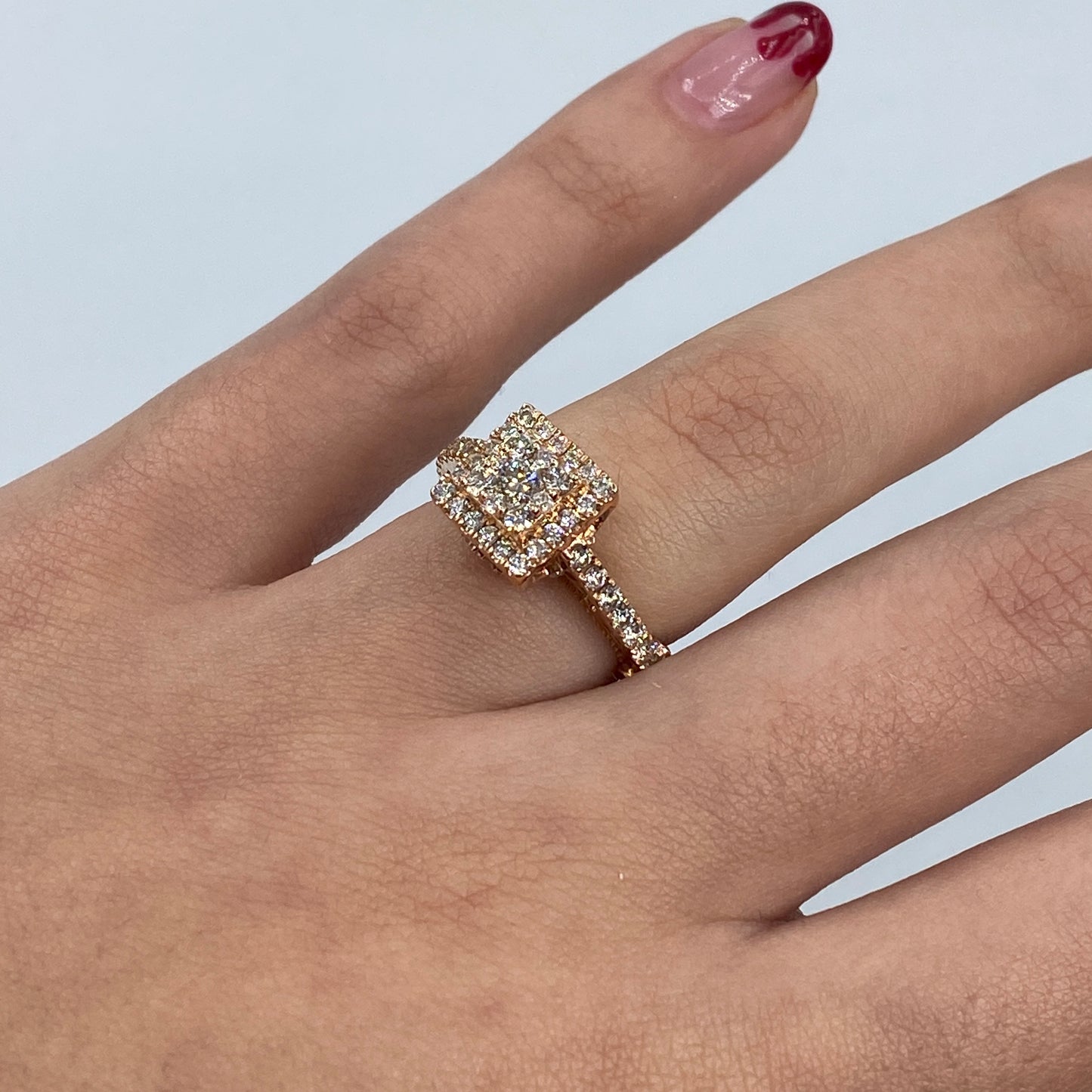 14K Square Diamond Engagement Ring