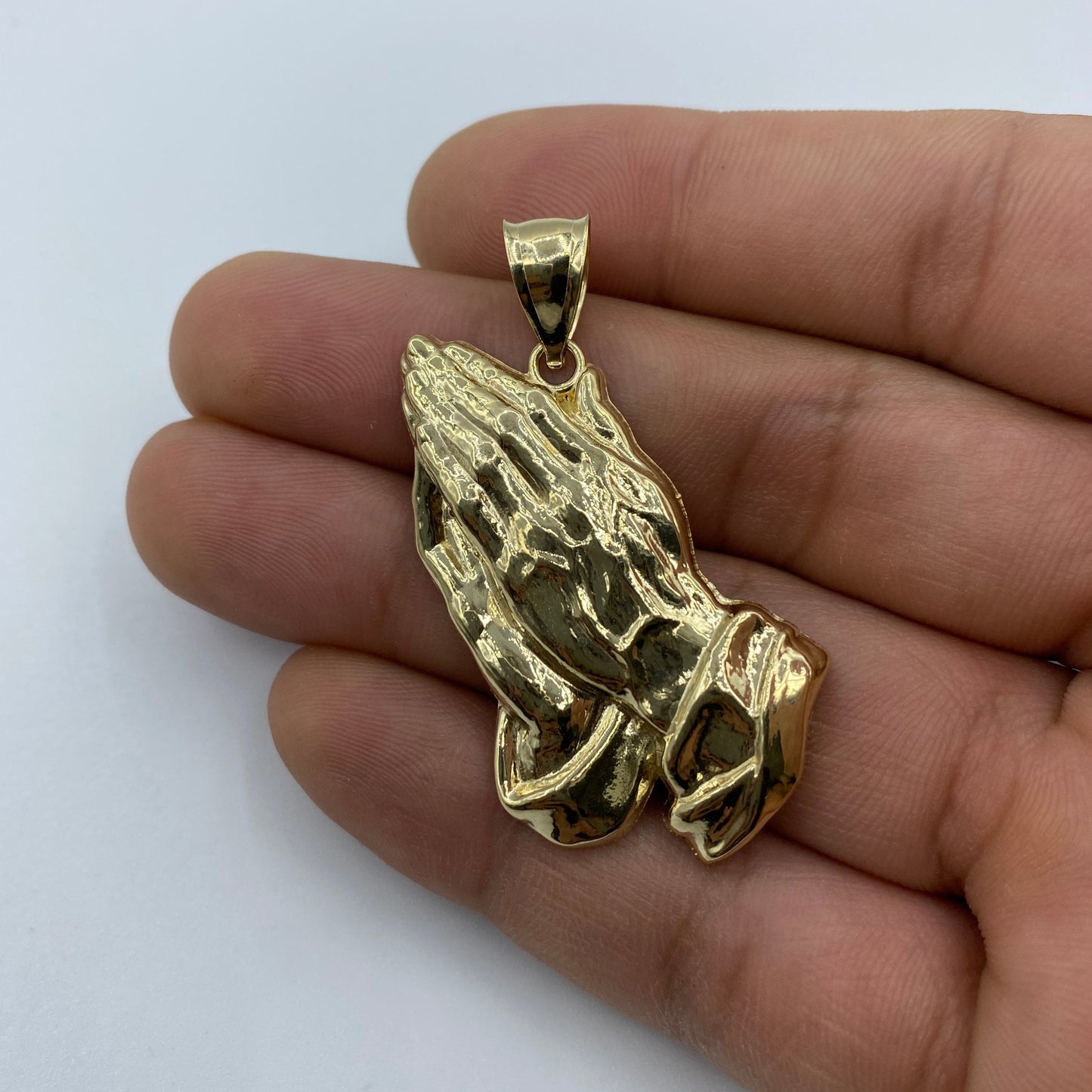 14K Praying Hands Pendant 1.8"