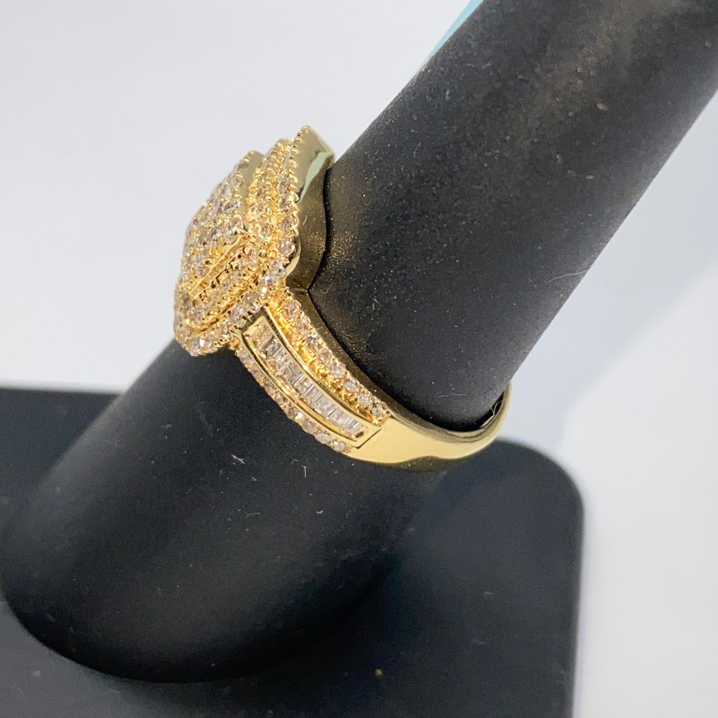 14K Champion Square Diamond Baguette Ring