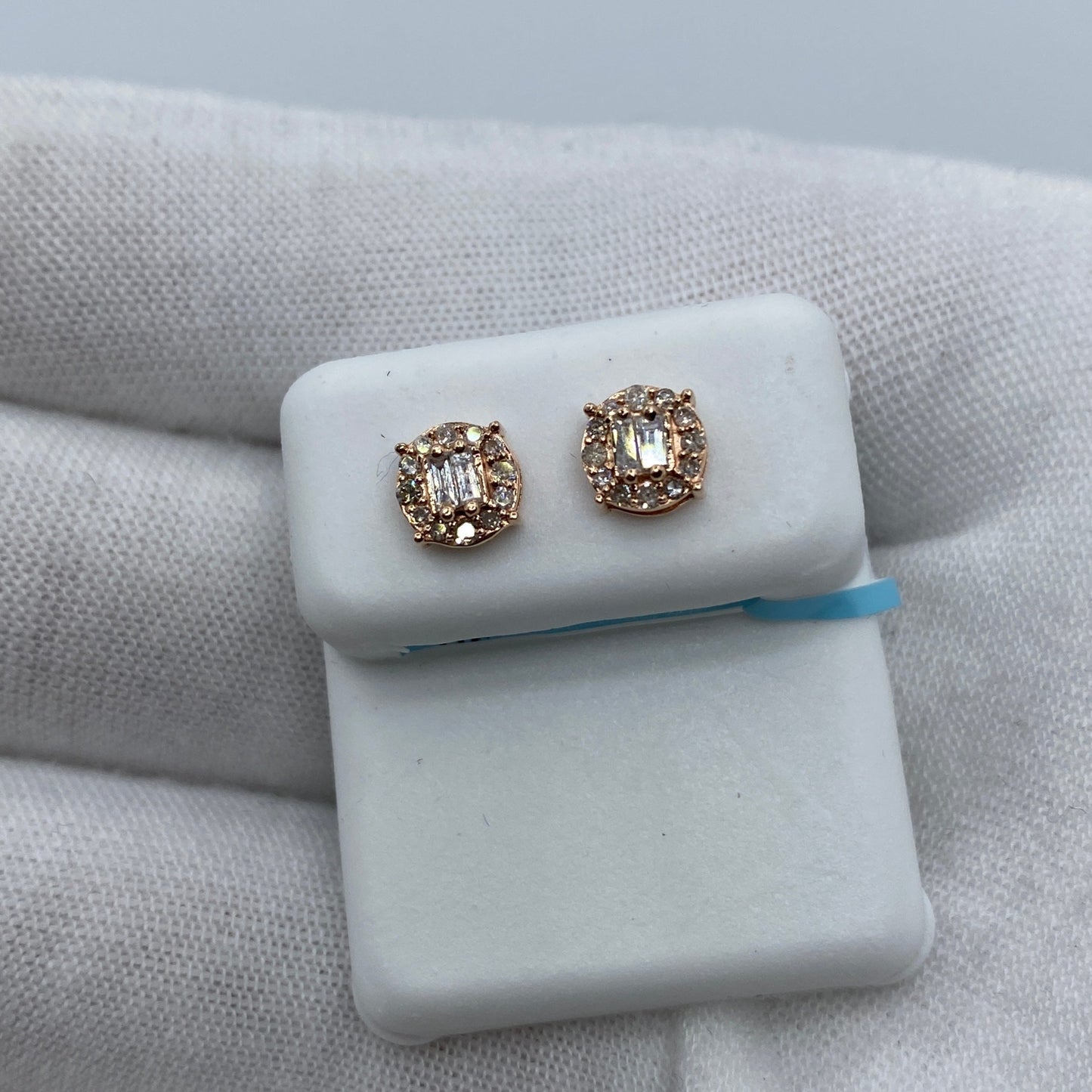 14K Diana Circle Diamond Baguette Earrings