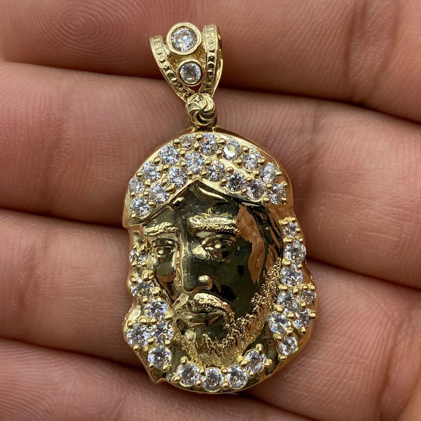 14K Jesus Head Pendant 1.5"
