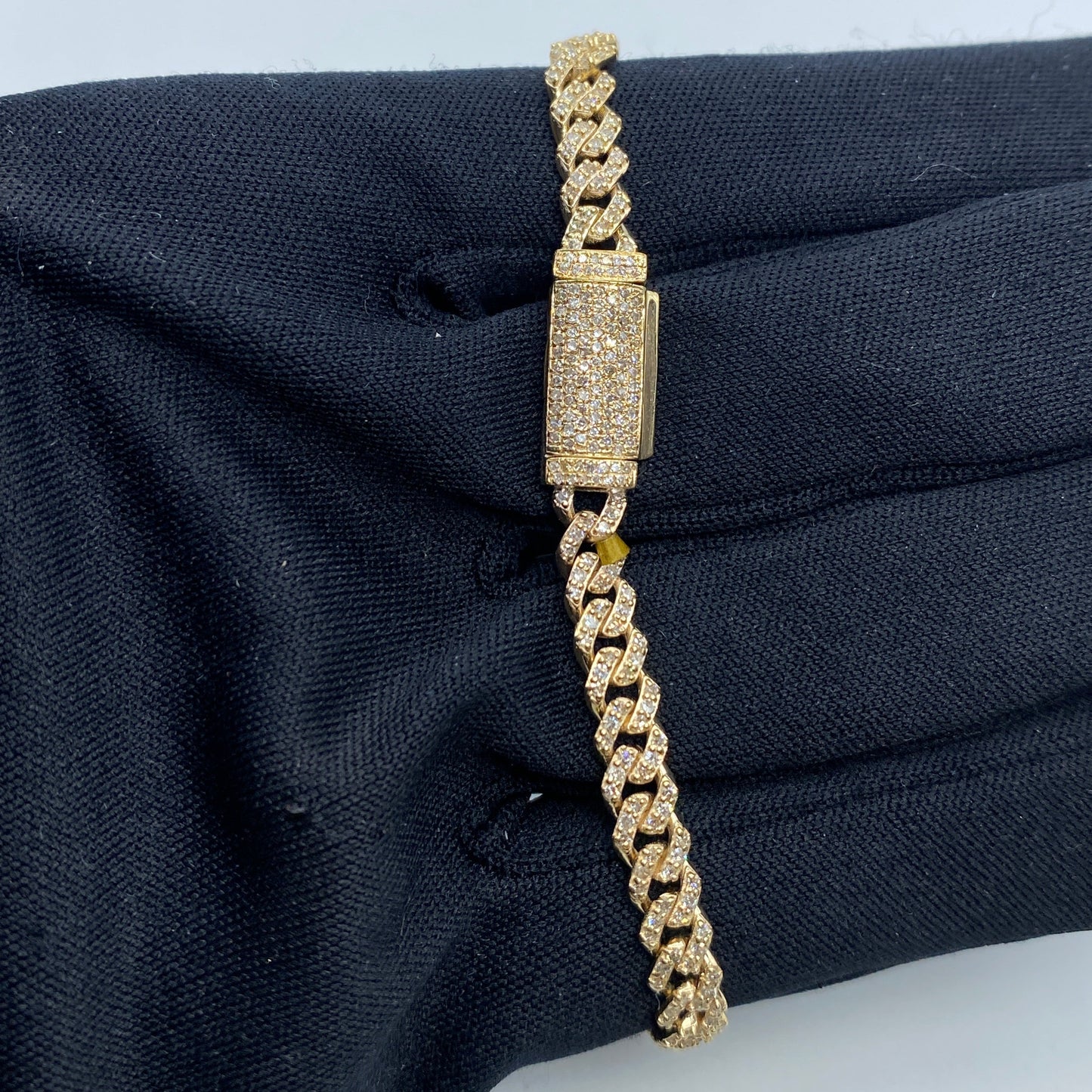 10K 5MM Cuban Link Diamond Bracelet 7"