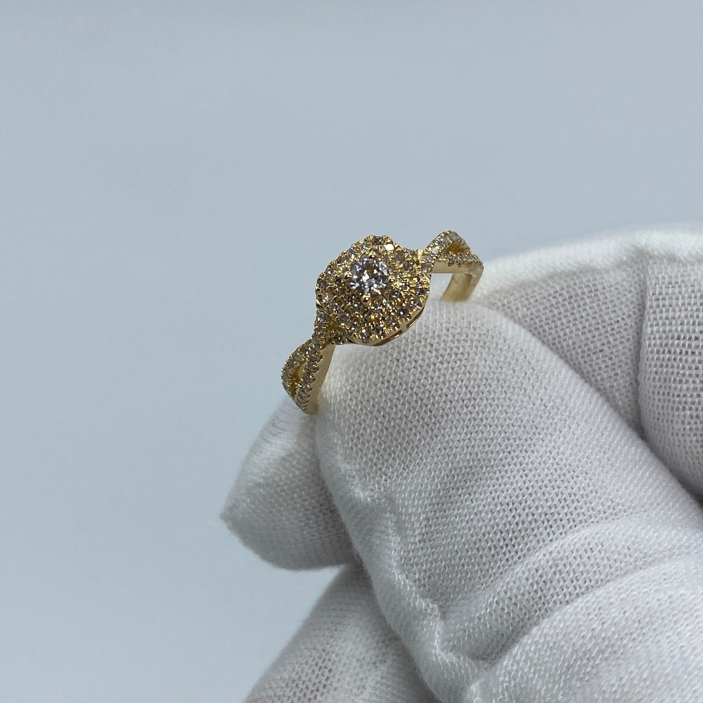 14K Yellow Gold Infinity Band Diamond Engagement Ring
