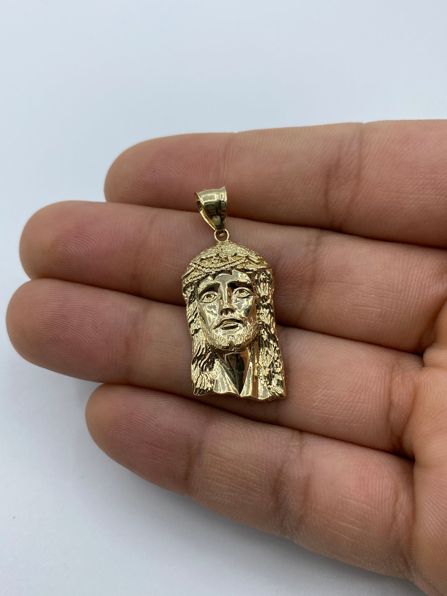 14K Jesus Head Pendant 1.4"