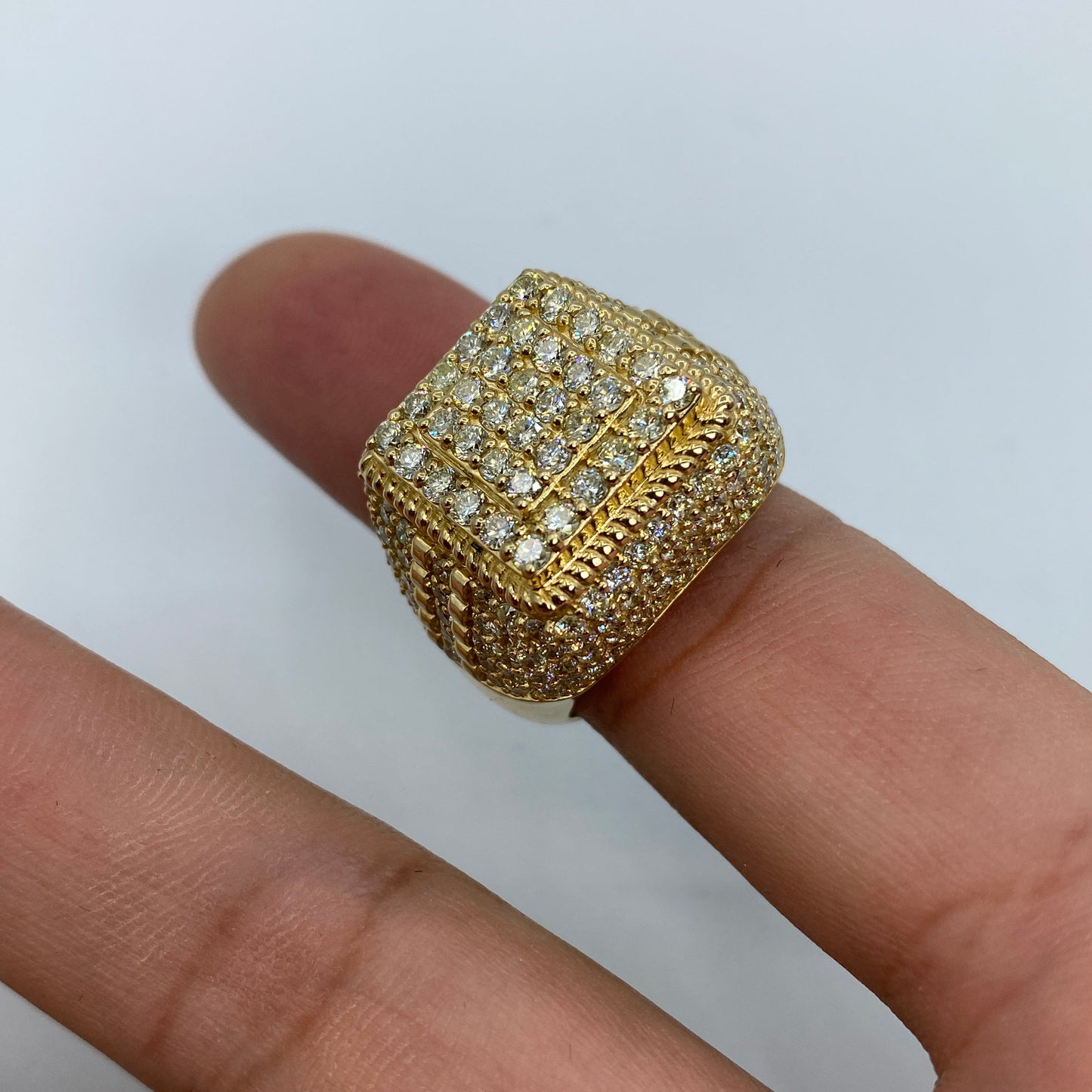 14K Square Jumbo Diamond Ring