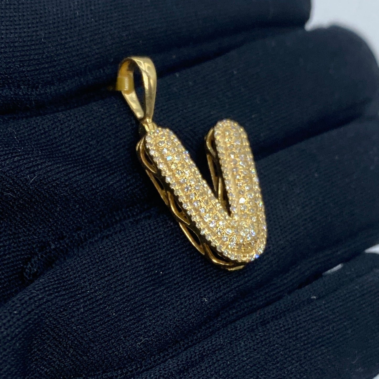 Initial V Bubble Pendant