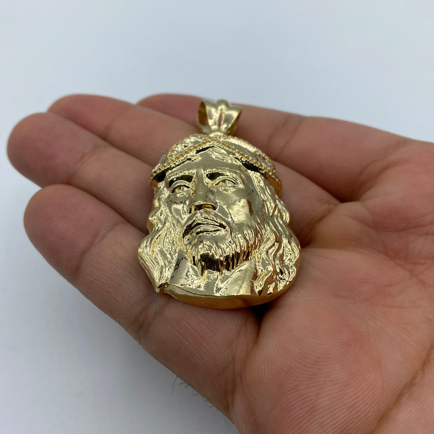 14K Jesus Head Pendant 2.3"