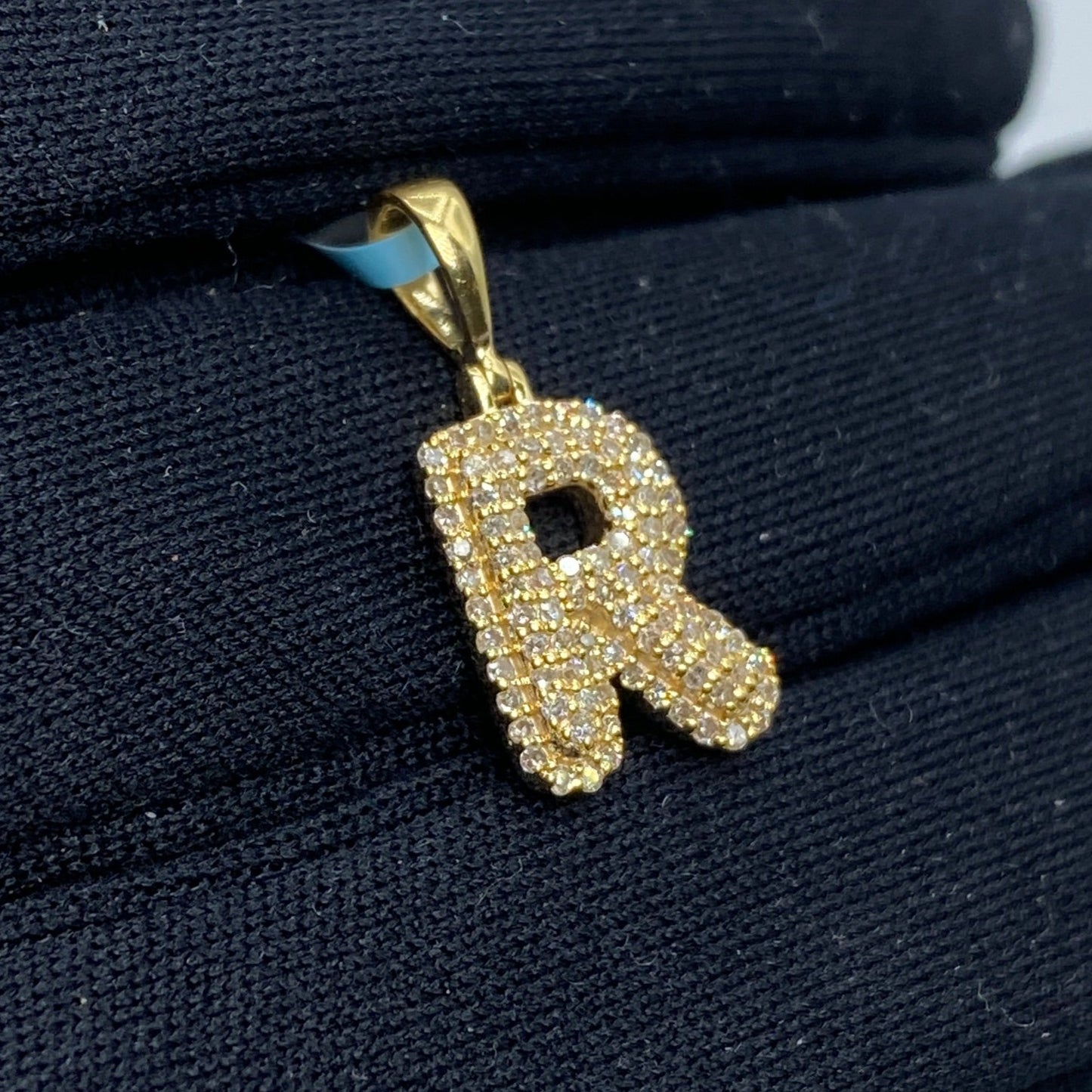 14k Initial R Bubble Pendant