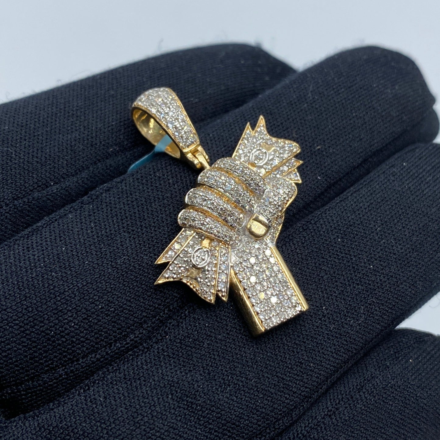 14K Money Hand Diamond Pendant