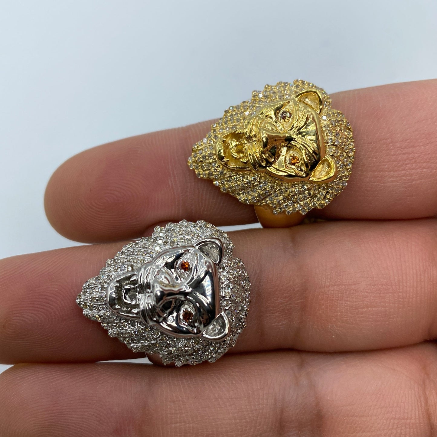 10K Jeweled Lion Diamond Ring
