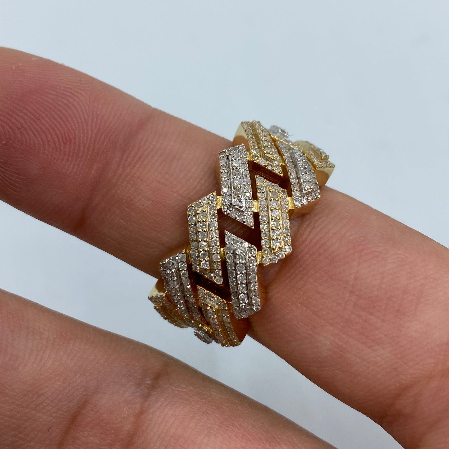 14K Gold 13MM Two Tone Cuban Link Diamond Ring
