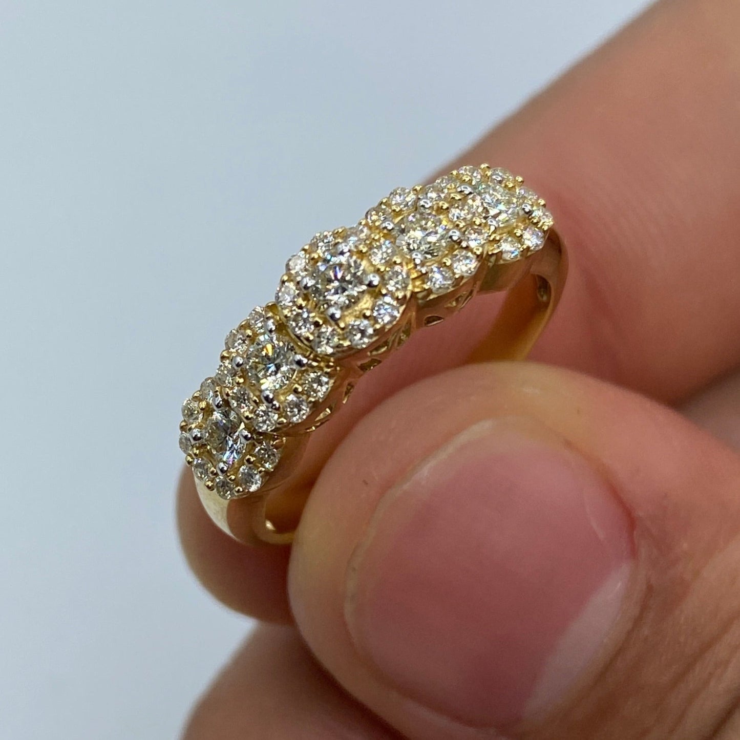 14K Quintuple Flower Diamond Engagement Ring