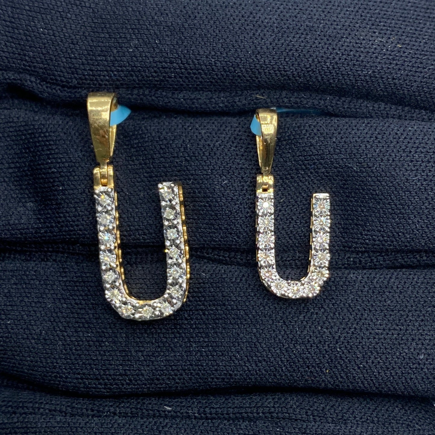 14k Single Stone Initial U Pendant