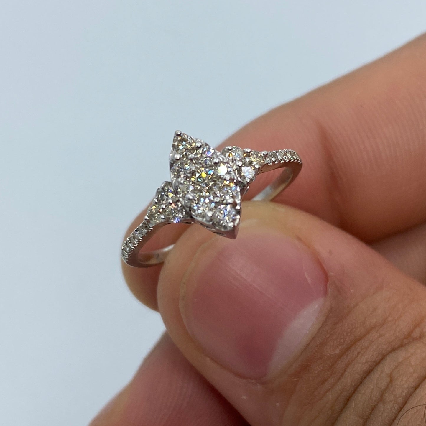 14K Crystal Diamond Engagement Ring