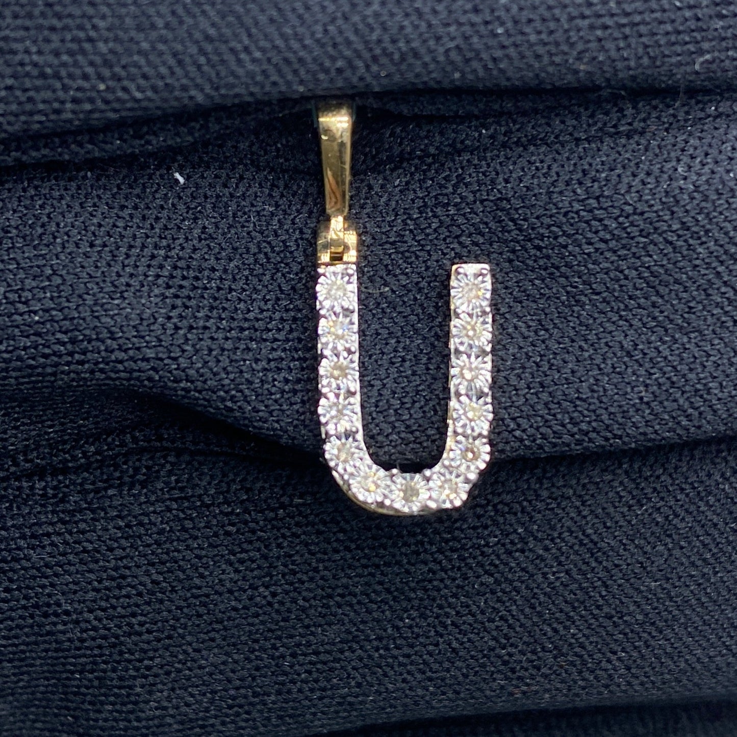 14k Single Stone Initial U Pendant