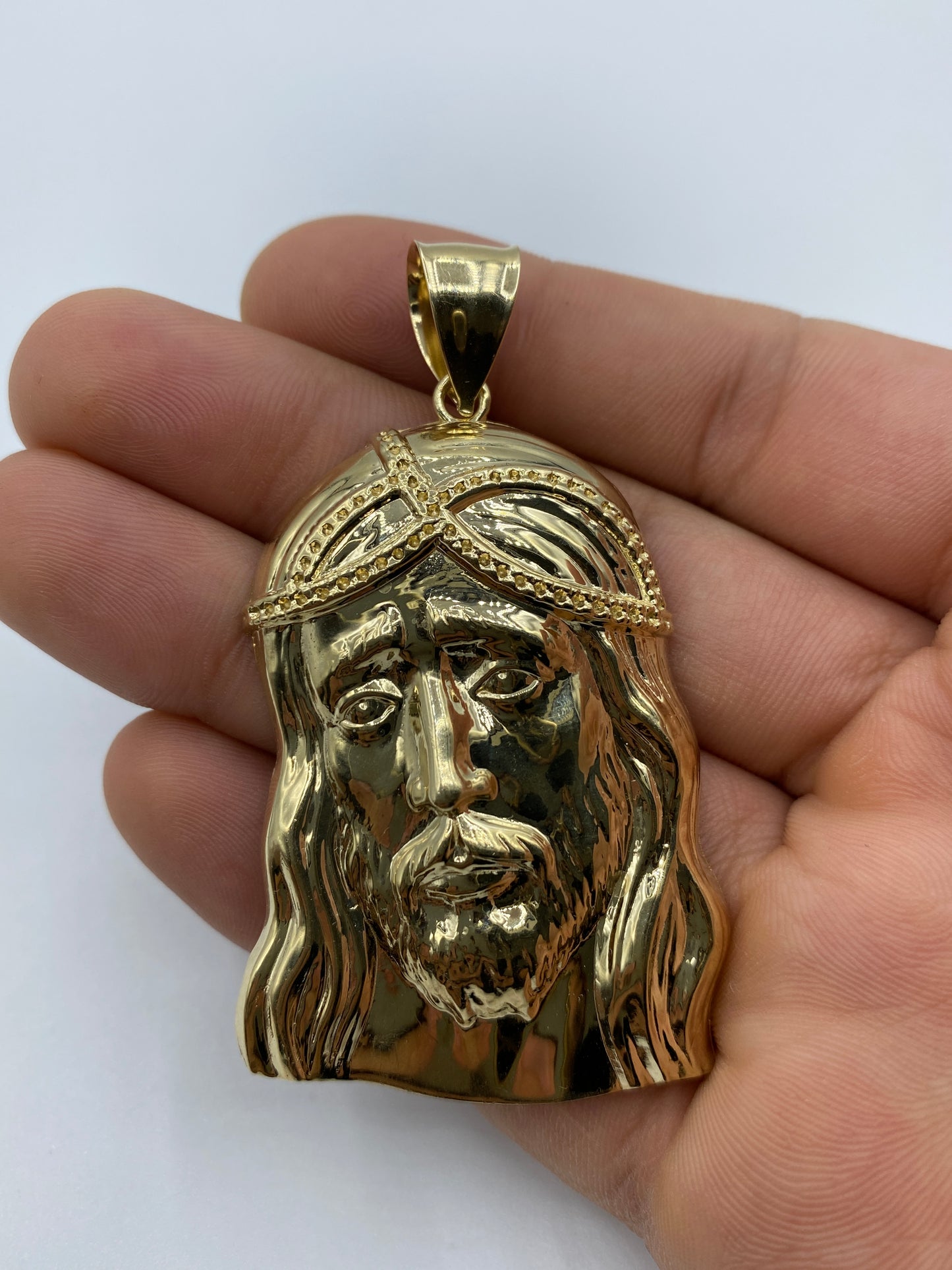 14K Jesus Head Pendant 2.75"