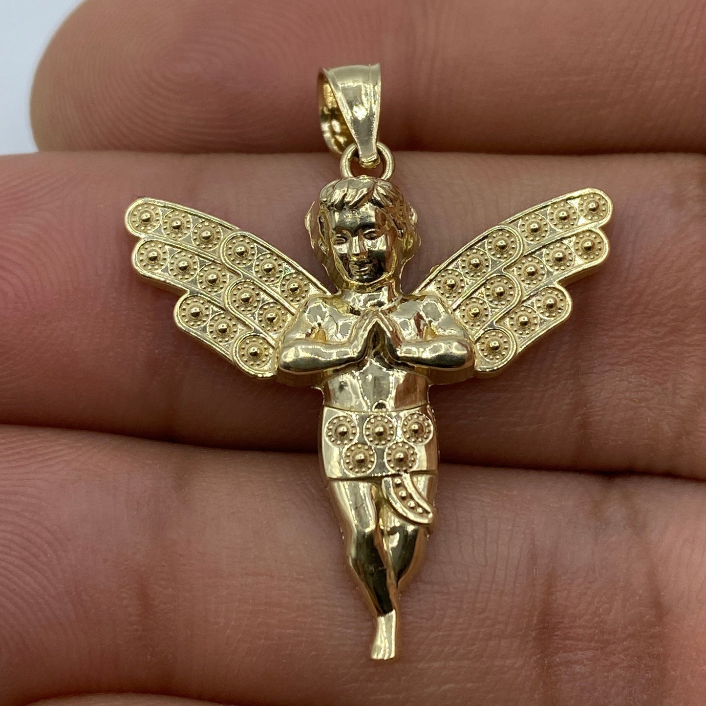 14K Baby Angel Pendant 1.25"