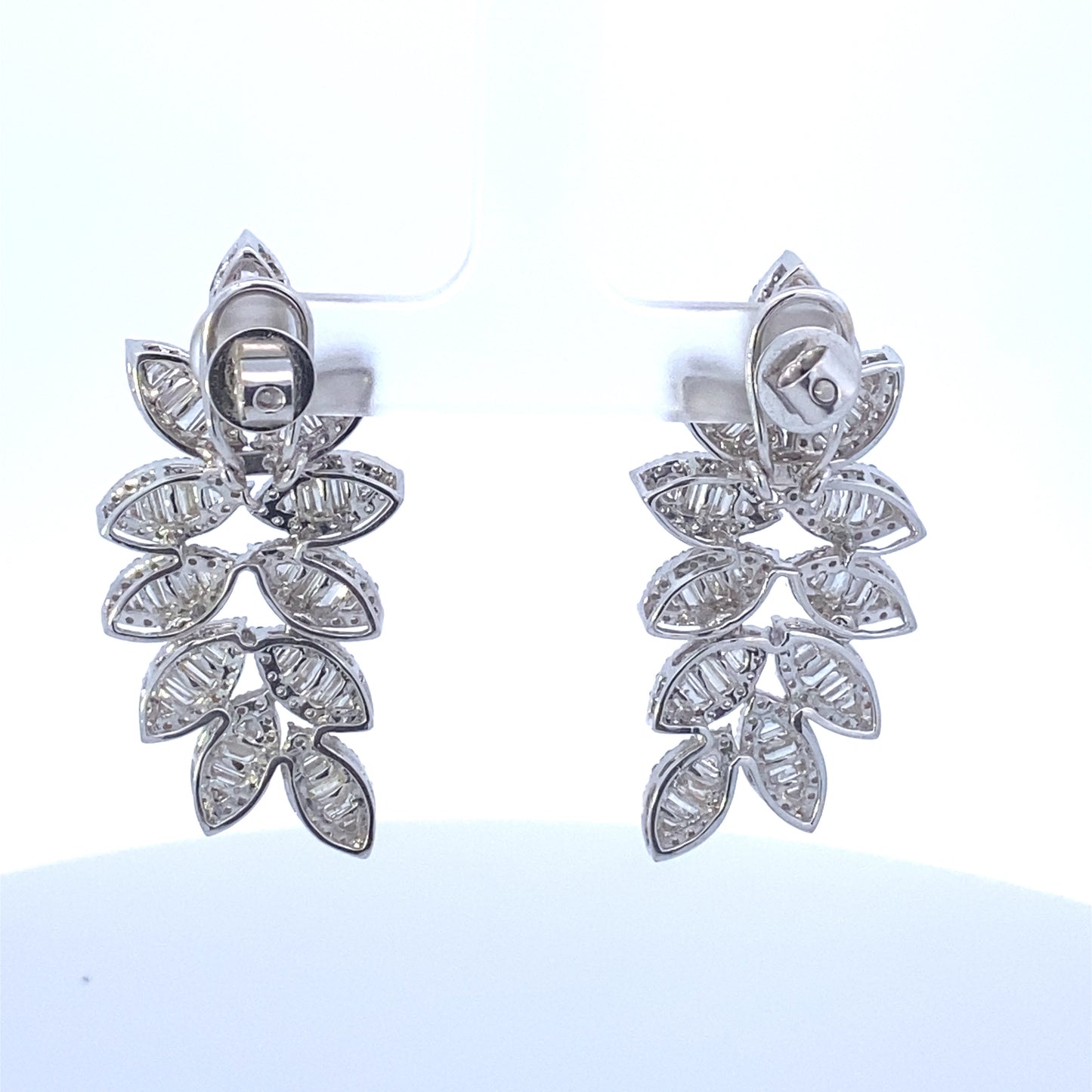 14K Marquise Hanging Diamond Baguette Earrings