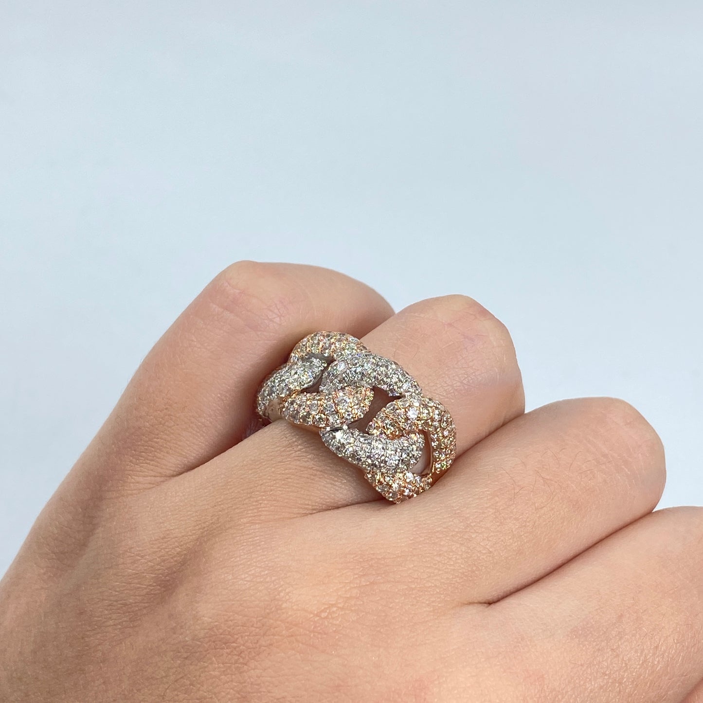 14K Two-Tone Cuban Link Diamond Ring