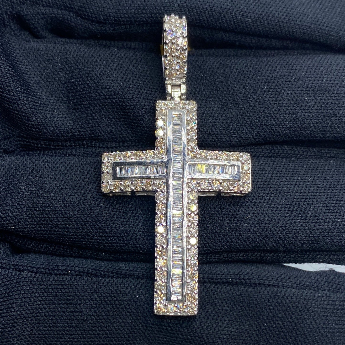 10K Latin Cross Diamond Baguette Pendant