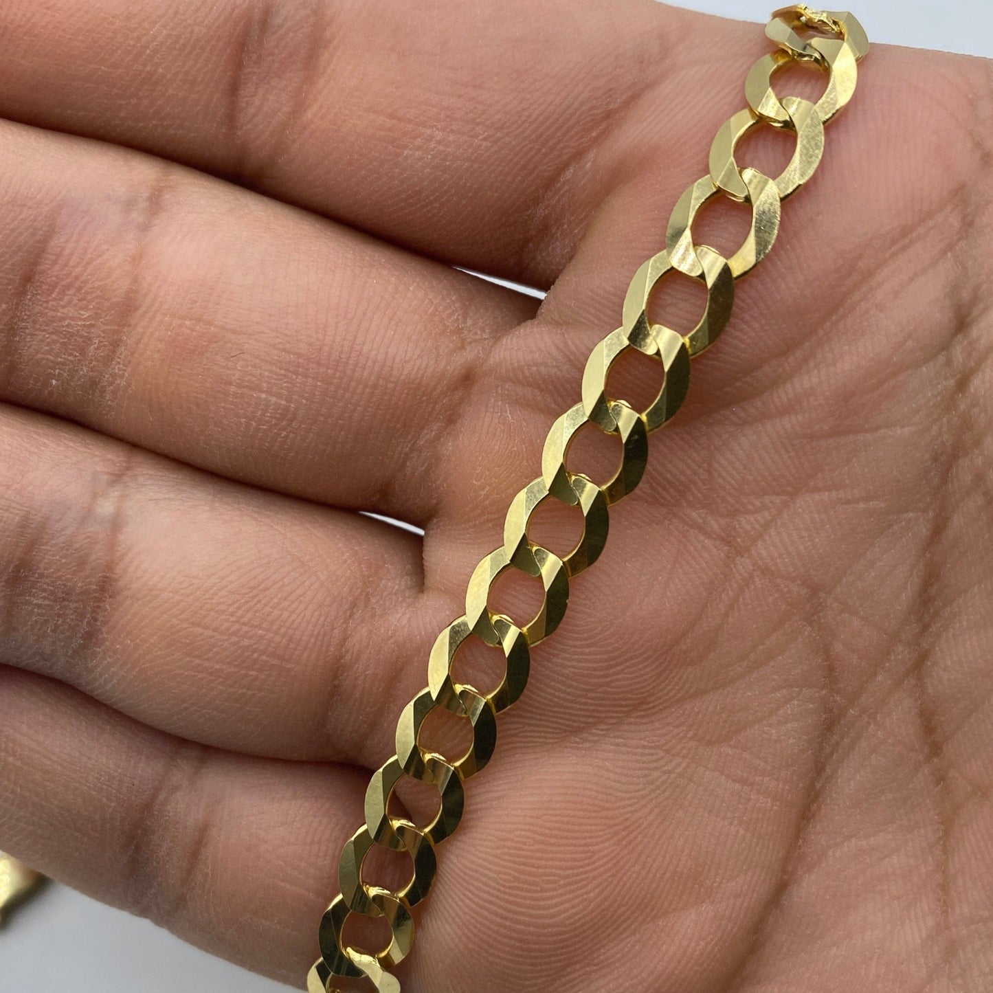 14K 7MM Flat Cuban Link Chain 18-26"