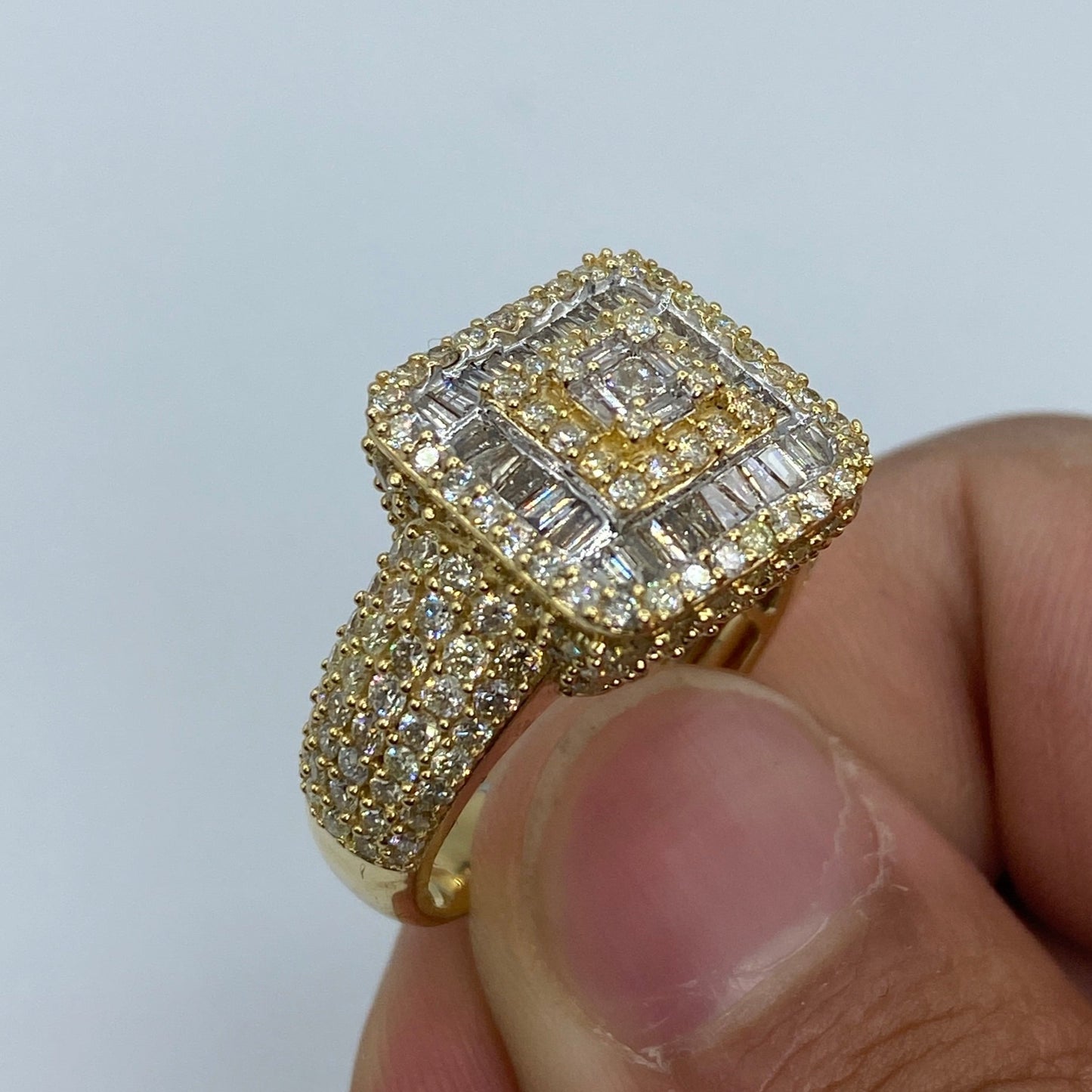 14K Square Diamond Baguette Ring