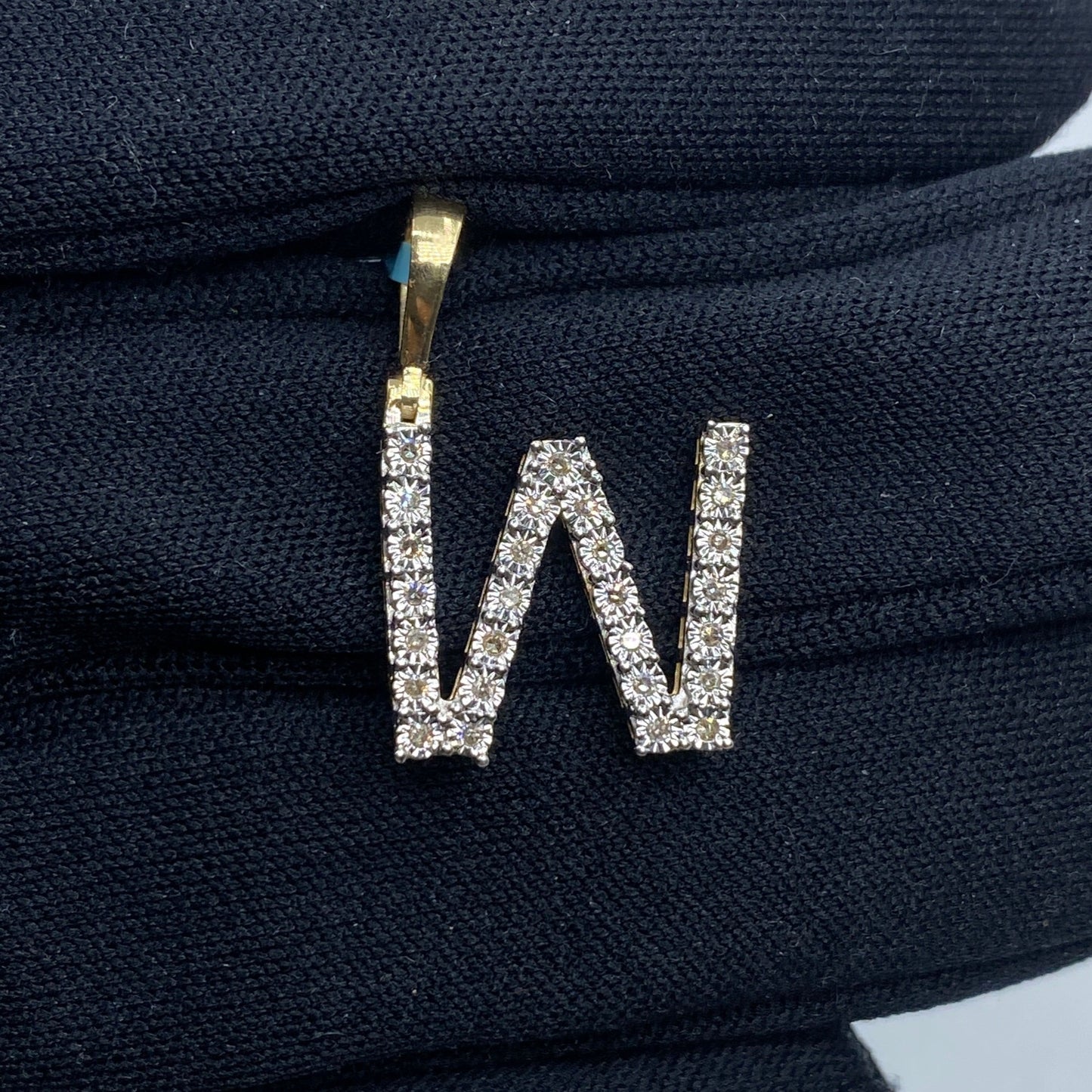 14k Single Stone Initial W Pendant
