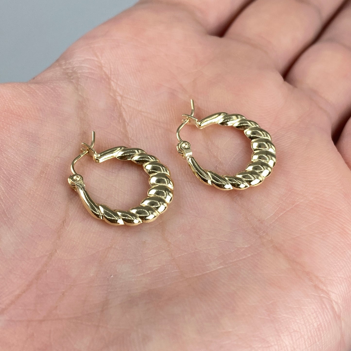 10K Flat Croissant Hoop Earrings