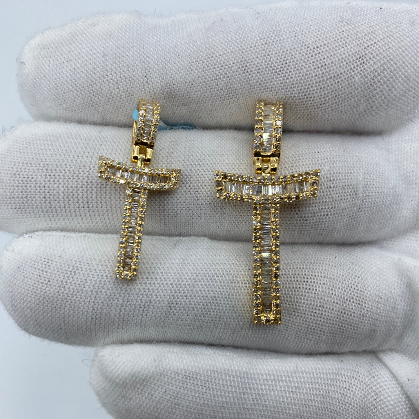 14K Initial T Diamond Baguette Pendant