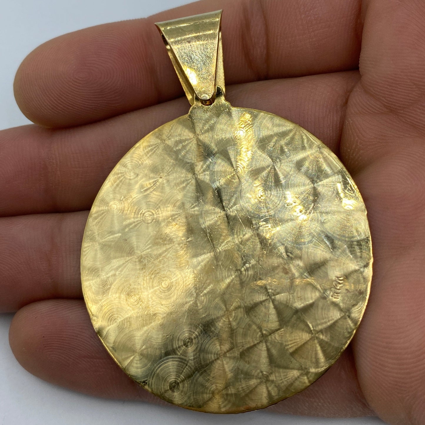 14K Saint Barbara Round Medallion Pendant 2.5"