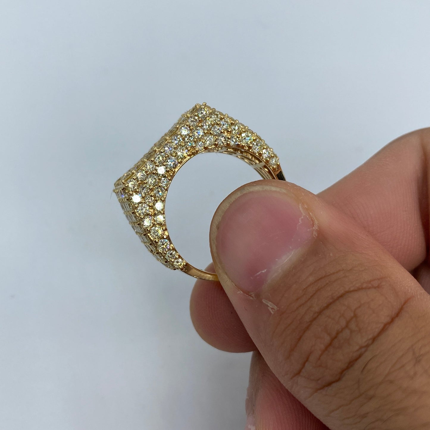 14K Rectangle Ice Diamond Ring