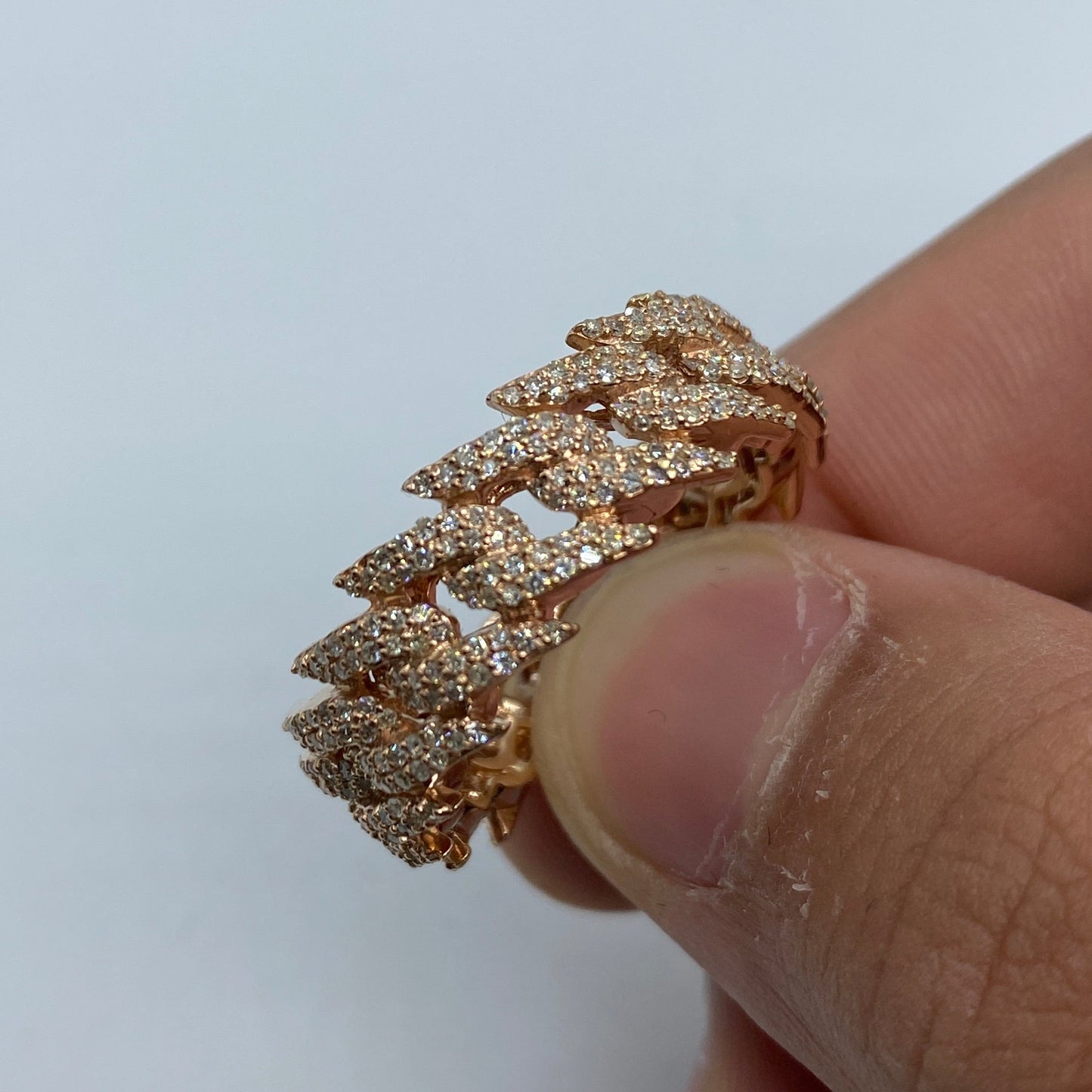 14K Gold 10MM Eternity Cuban Thorn Diamond Ring